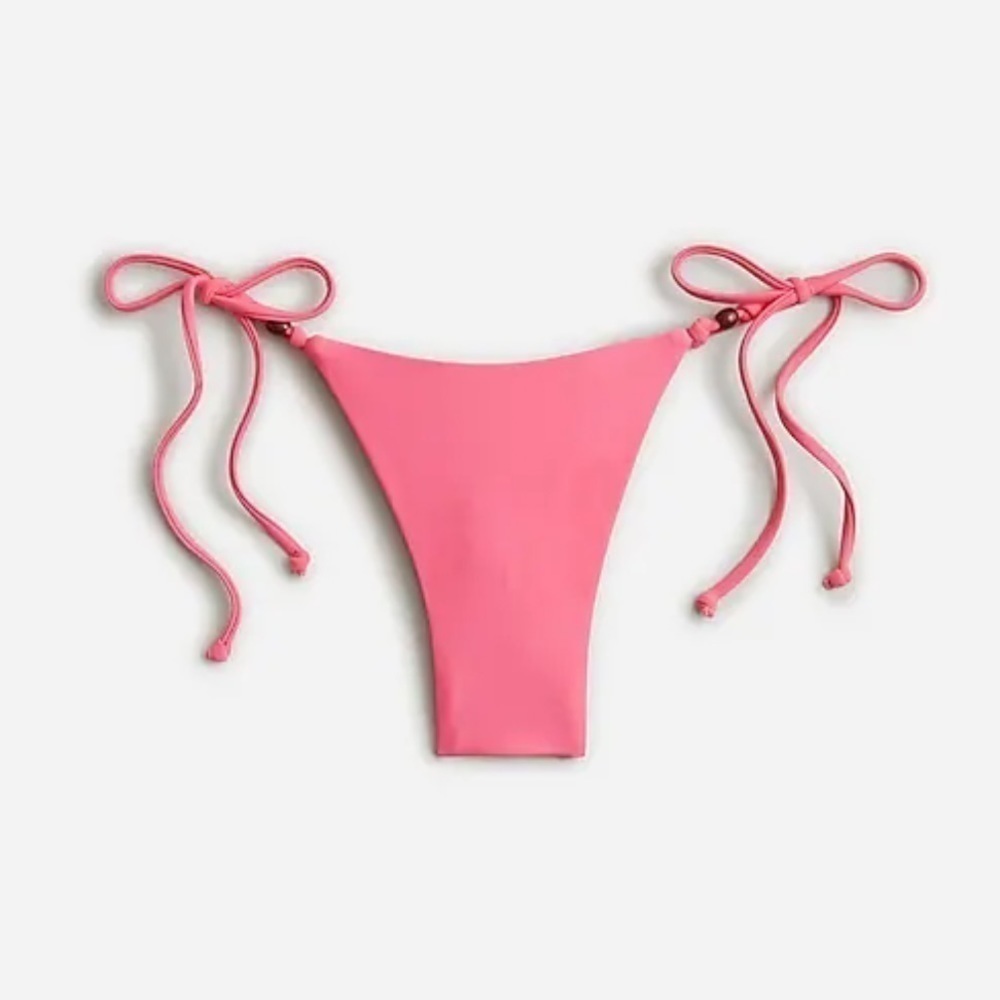 J crew curved waist cheeky string bikini bottoms tea rose pink